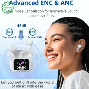 هندزفری بلوتوثی نمایشگردار طرح ایرپاد با قابلیت ANC مدل T10 (نسخه اورجینال)