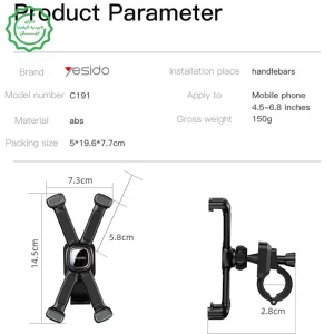 هولدر و پایه نگهدارنده گوشی موبایل مخصوص موتور و دوچرخه مدل Yesido C191 (100% اورجینال)