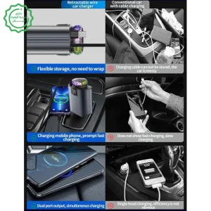 شارژر فندکی فست شارژ 45W با کابل ، کهکشانی سقف ، خوشبوکننده و بخور سرد ماشین مدل StarLight (نسخه 1ورجینال)