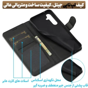 کیف چرمی Samsung Galaxy S25 FE مدل لپ تاپی جاکارتی دار