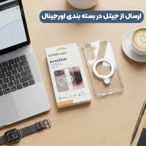 کاور اورجینال ایربگ دار مدل استندشو از برند EvoClear برای Samsung Galaxy S24 FE