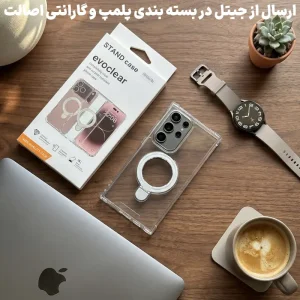 کاور اورجینال ایربگ دار مدل استندشو از برند EvoClear برای Samsung Galaxy S24 Ultra