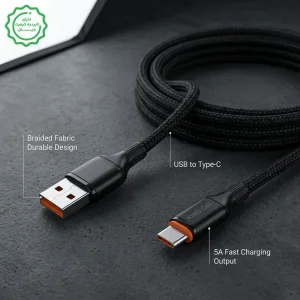 کابل شارژ کنفی آندرویدی Type-C مدل فست شارژ 5 آمپر کینگ سل KC-12