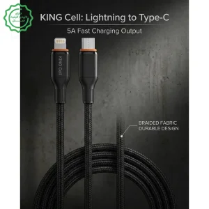 کابل شارژ کنفی ایفونی Type-C To Lightning مدل فست شارژ 5 آمپر کینگ سل KC-09