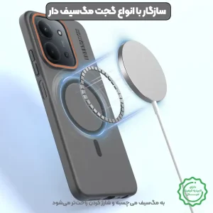 قاب نیمه مات فوق نازک از برند Soft Sanding برای Xiaomi Redmi 15C با پشتیبانی مگ سیف