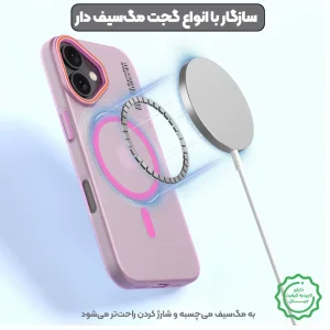 قاب نیمه مات فوق نازک از برند Soft Sanding برای iPhone 16 با پشتیبانی مگ سیف