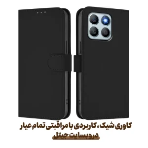 کیف چرمی Honor X6C مدل لپ تاپی جاکارتی دار (محافظ لنزدار)