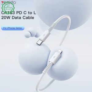 کابل شارژ تایپ سی به لایتنینگ 1 متر با سرعت PD 20W مدل YESIDO CA153 (100% اورجینال)