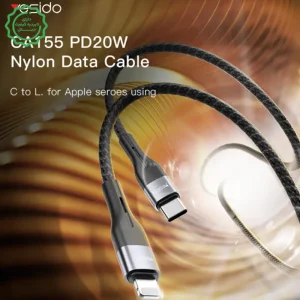 کابل شارژ تایپ سی به لایتنینگ 1 متر با سرعت PD 20W مدل YESIDO CA155 (100% اورجینال)