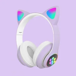 هدفون بلوتوثی رم خور مدل رقص نور فانتزی دخترانه CAT STN-28