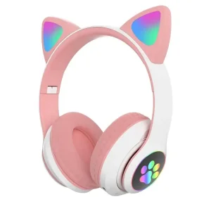 هدفون بلوتوثی رم خور مدل رقص نور فانتزی دخترانه CAT STN-28