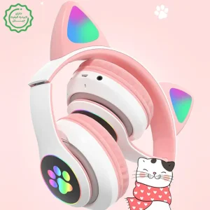 هدفون بلوتوثی رم خور مدل رقص نور فانتزی دخترانه CAT STN-28