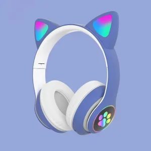 هدفون بلوتوثی رم خور مدل رقص نور فانتزی دخترانه CAT STN-28