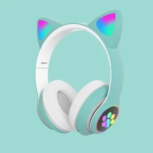 هدفون بلوتوثی رم خور مدل رقص نور فانتزی دخترانه CAT STN-28