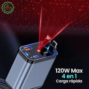 شارژر فندکی 4 در 1 فست شارژ 120W Max با دو کابل جمع شونده ، کهکشانی سقف مدل StarLight (نسخه اورجینال)