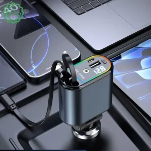 شارژر فندکی 4 در 1 فست شارژ 120W Max با دو کابل جمع شونده ، کهکشانی سقف مدل Starry Sky (نسخه اورجینال)