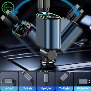 شارژر فندکی 4 در 1 فست شارژ 120W Max با دو کابل جمع شونده ، کهکشانی سقف مدل Starry Sky (نسخه اورجینال)