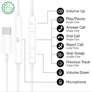 هندزفری تایپ سی مکالمه دار مدل Earpods USB-C