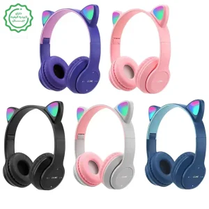 هدفون بلوتوثی فانتزی گربه ای با قابلیت اتصال کارت حافظه مدل P47-M