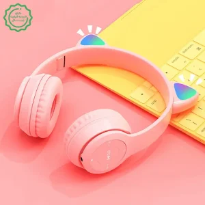 هدفون بلوتوثی فانتزی گربه ای با قابلیت اتصال کارت حافظه مدل P47-M