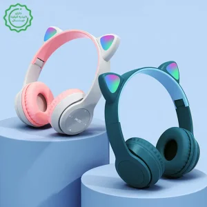 هدفون بلوتوثی فانتزی گربه ای با قابلیت اتصال کارت حافظه مدل P47-M