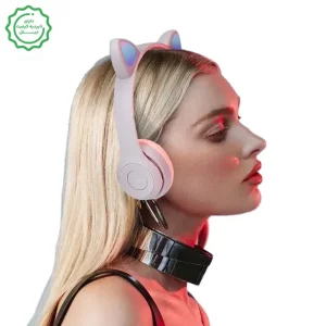 هدفون بلوتوثی فانتزی گربه ای با قابلیت اتصال کارت حافظه مدل P47-M