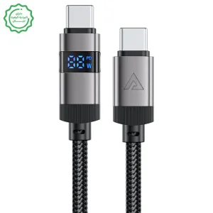 کابل دوسر USB-C با نشانگر سرعت شارژ دیجیتال به توان 60W مدل AceFast C15-03 (نسخه اورجینال + گارانتی شرکتی)