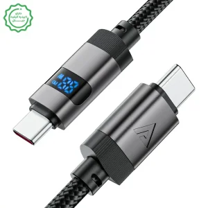 کابل دوسر USB-C با نشانگر سرعت شارژ دیجیتال به توان 60W مدل AceFast C15-03 (نسخه اورجینال + گارانتی شرکتی)