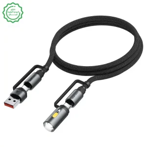 کابل شارژ چندکاره 3 کانکتوره مجهز به LED Light به توان 60W مدل AceFast J5 (نسخه اورجینال + گارانتی شرکتی)