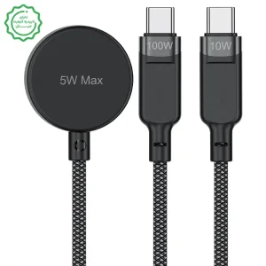 کابل شارژ 4 کانکتوره مجهز به وایرلس ساعت 5W و توان 100W Ai مدل AceFast C6-11 (نسخه اورجینال + گارانتی شرکتی)