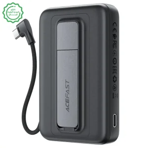 پاوربانک وایرلس 10.000Mah با سرعت 22.5W به همراه کابل تایپ سی و قابلیت استند مدل AceFast M24 (نسخه اورجینال + گارانتی شرکتی)