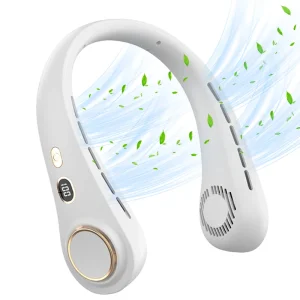 پنکه خنک کننده گردنی 5 حالته با نمایشگر شارژ مدل Leafless Neck Fan H9