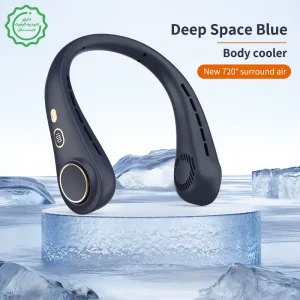 پنکه خنک کننده گردنی 5 حالته با نمایشگر شارژ مدل Leafless Neck Fan H9