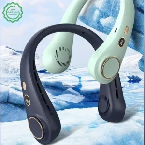پنکه خنک کننده گردنی 5 حالته با نمایشگر شارژ مدل Leafless Neck Fan H9