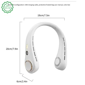 پنکه خنک کننده گردنی 5 حالته با نمایشگر شارژ مدل Leafless Neck Fan H9