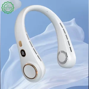 پنکه خنک کننده گردنی 5 حالته با نمایشگر شارژ مدل Leafless Neck Fan H9