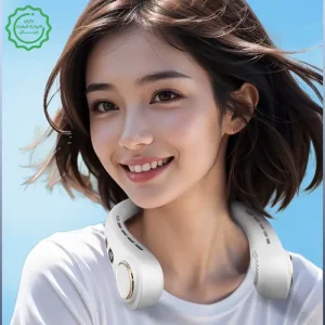 پنکه خنک کننده گردنی 5 حالته با نمایشگر شارژ مدل Leafless Neck Fan H9