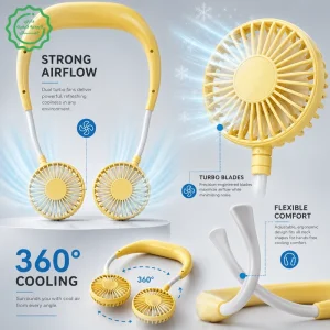 پنکه خنک کننده گردنی 3 حالته 360 درجه مدل Neck USB Fan SQ-2236