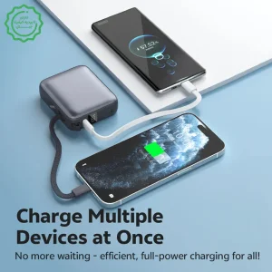 پاوربانک 10.000Mah با توان 35W PD به همراه کابل USB-C مدل QCY PB10C (نسخه اورجینال + گارانتی شرکتی)