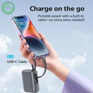 پاوربانک 10.000Mah با توان 35W PD به همراه کابل USB-C مدل QCY PB10C (نسخه اورجینال + گارانتی شرکتی)