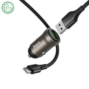شارژر فندکی به همراه کابل تایپ سی به توان 18W مدل Hoco Z62 (نسخه اورجینال + گارانتی شرکتی)