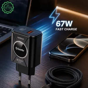 آداپتور فست شارژ 67W QC3.0  به همراه کابل Type-C مدل Soloffer TC-68EU (اورجینال+گارانتی)