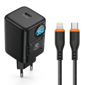آداپتور توربو شارژ 35W PD به همراه کابل Type-C به Lightning مدل Soloffer TC-80 (اورجینال+گارانتی)