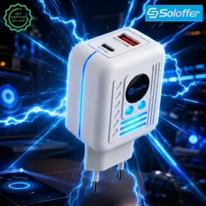 آداپتور توربو شارژ 67W PD با دو خروجی به همراه کابل دو سر تایپ سی مدل Soloffer TC-79 (اورجینال+گارانتی)