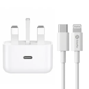 آداپتور شارژ دیواری 35W PD به همراه کابل تایپ سی به لایتنینگ مدل Soloffer 2050 (اورجینال+گارانتی)