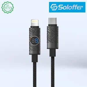 کابل کنفی توربو شارژ 35W 6A 5V مدل Type-C To Lightning با نشانگر سرعت Soloffer CC-75 (اورجینال+گارانتی)