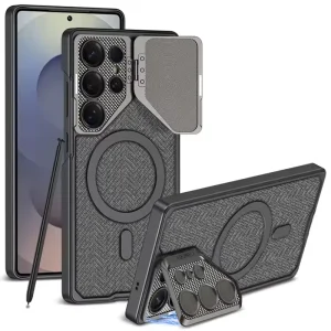 کاور طرح مگ سیف محافظ لنز استندشو مدل GKK Metal Lens مناسب برای Samsung Galaxy S25 Ultra