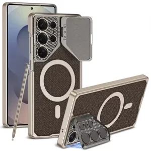 کاور طرح مگ سیف محافظ لنز استندشو مدل GKK Metal Lens مناسب برای Samsung Galaxy S25 Ultra