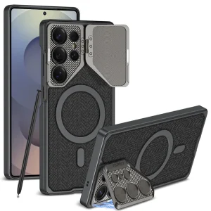 کاور طرح مگ سیف محافظ لنز استندشو مدل GKK Metal Lens مناسب برای Samsung Galaxy S25 Ultra