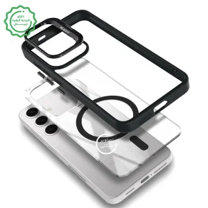 قاب اورجینال Samsung Galaxy S25 FE مگ سیف دار مدل Metal Stand + محافظ لنز رینگی ست